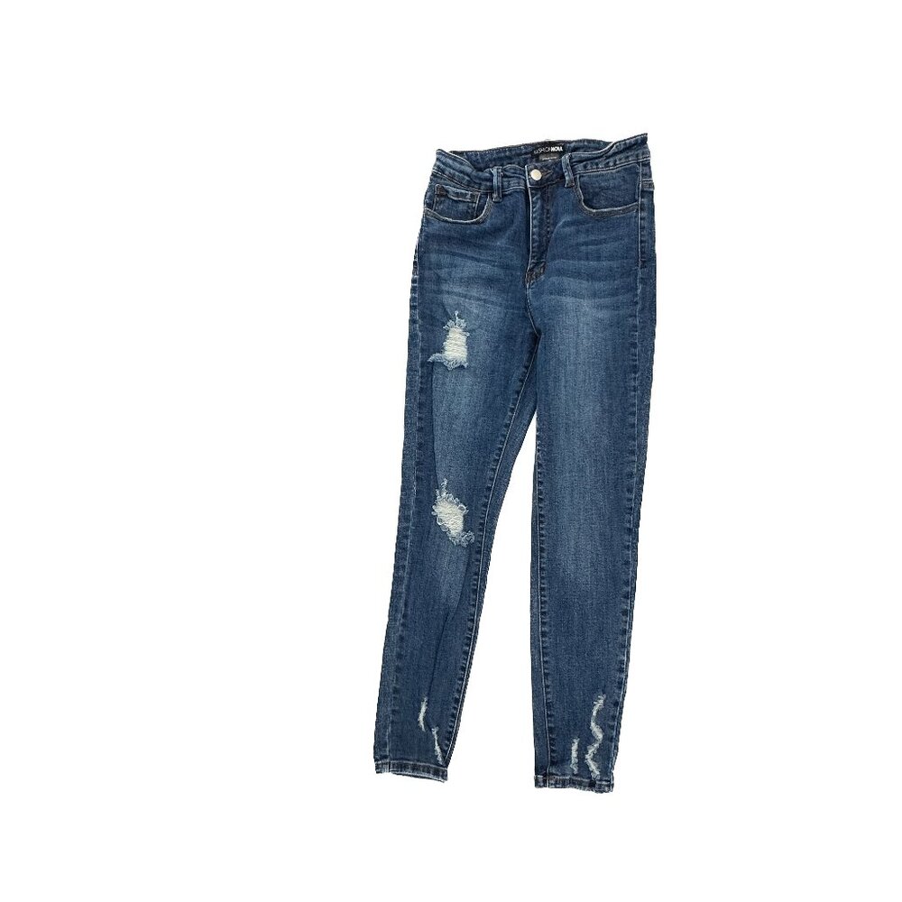 Fashion Nova Skinny Jeans Womens 7 Dark Wash‎ Distressed Denim DG 7012 HD